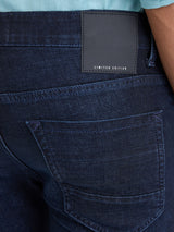 Men Jeans Slim Fit Dark Blue Low Rise