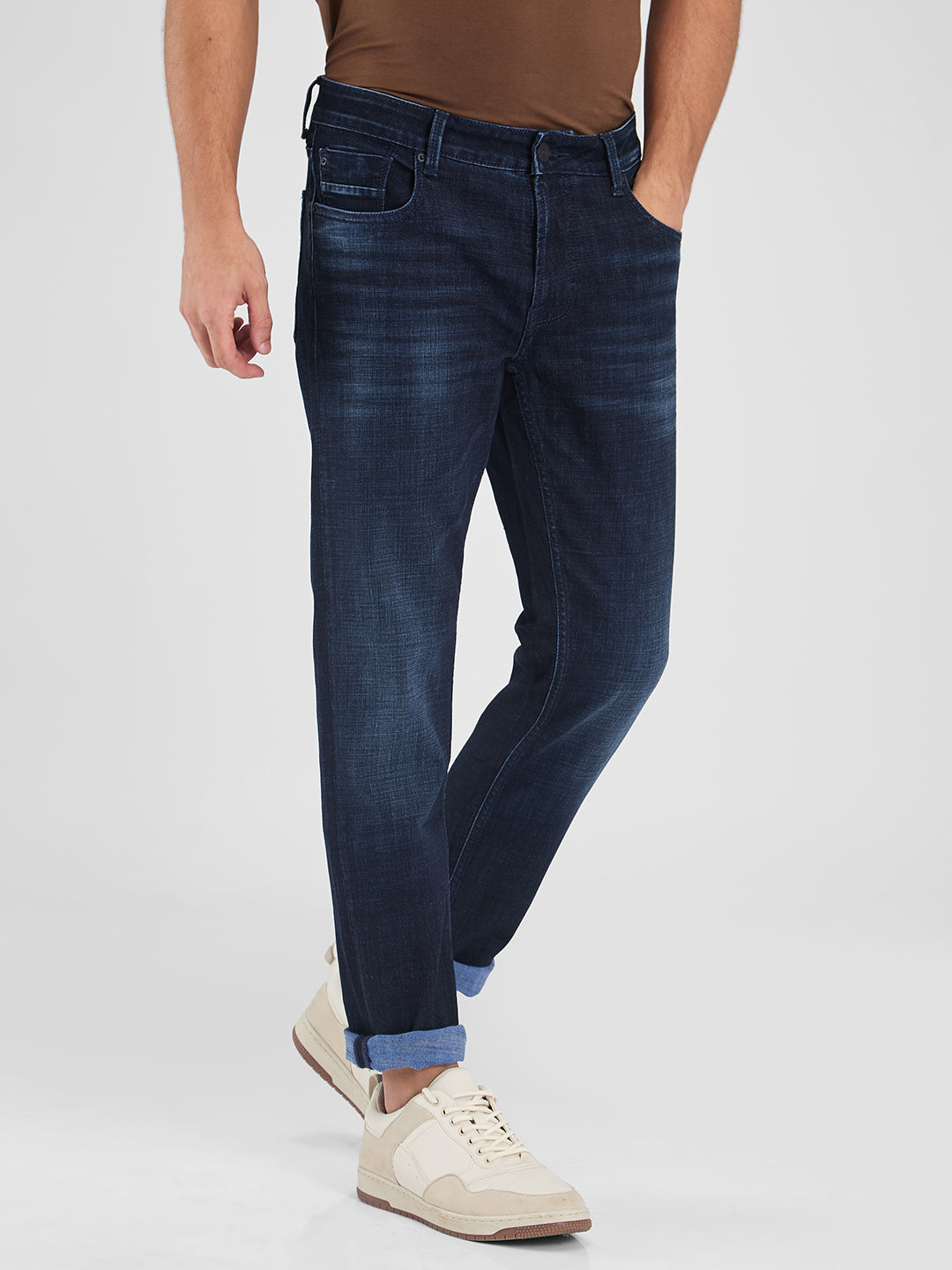 Spykar Blue Regular Fit Mid Rise Jeans For Men