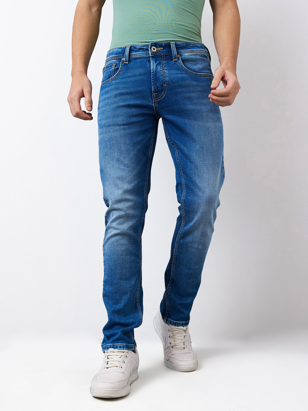 Spykar Regular Fit Mid Rise Cotton Jeans For Men