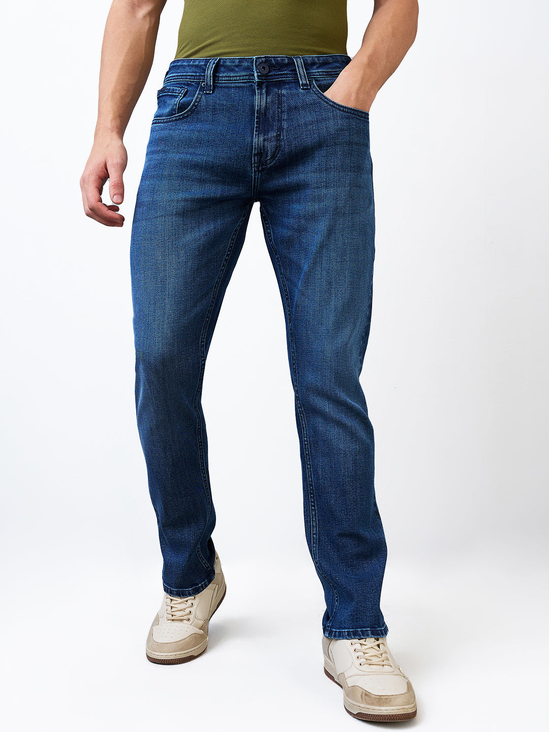 Spykar Regular Fit Mid Rise Cotton Jeans For Men