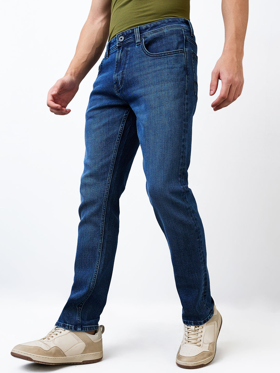 Spykar Regular Fit Mid Rise Cotton Jeans For Men