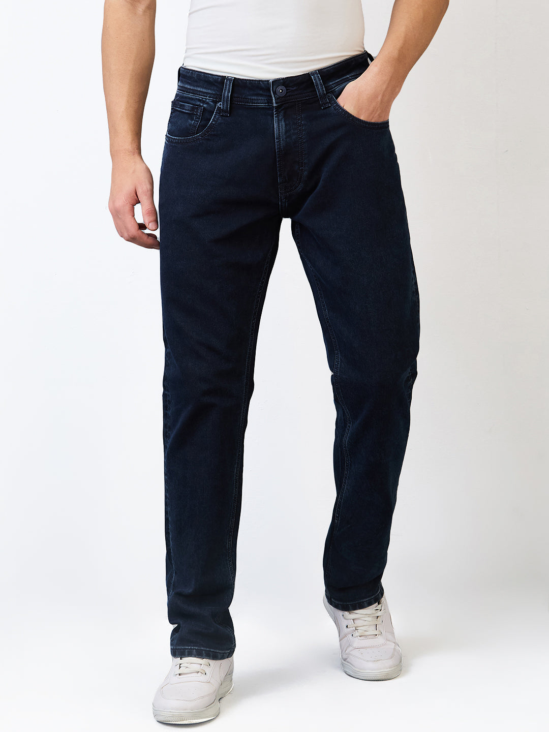 Spykar Regular Fit Mid Rise Cotton Jeans For Men