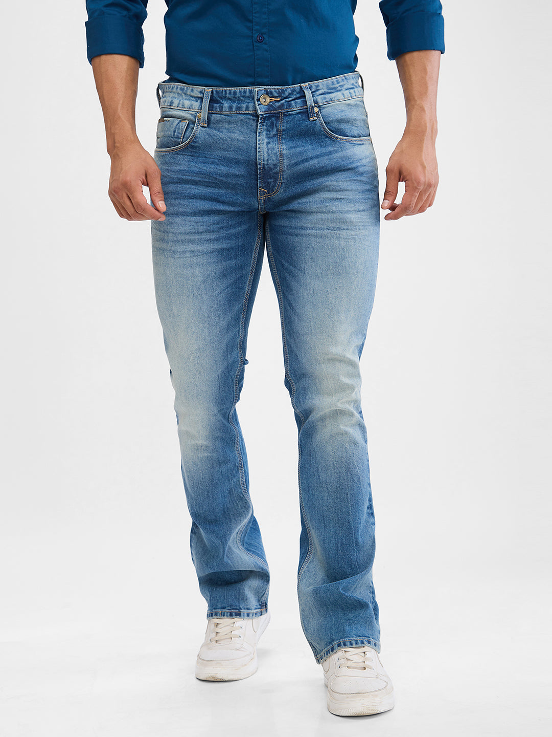 Spykar Vintage Blue Boot-Leg Jeans For Men