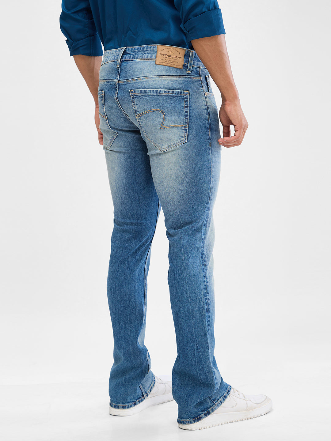 Spykar Vintage Blue Boot-Leg Jeans For Men