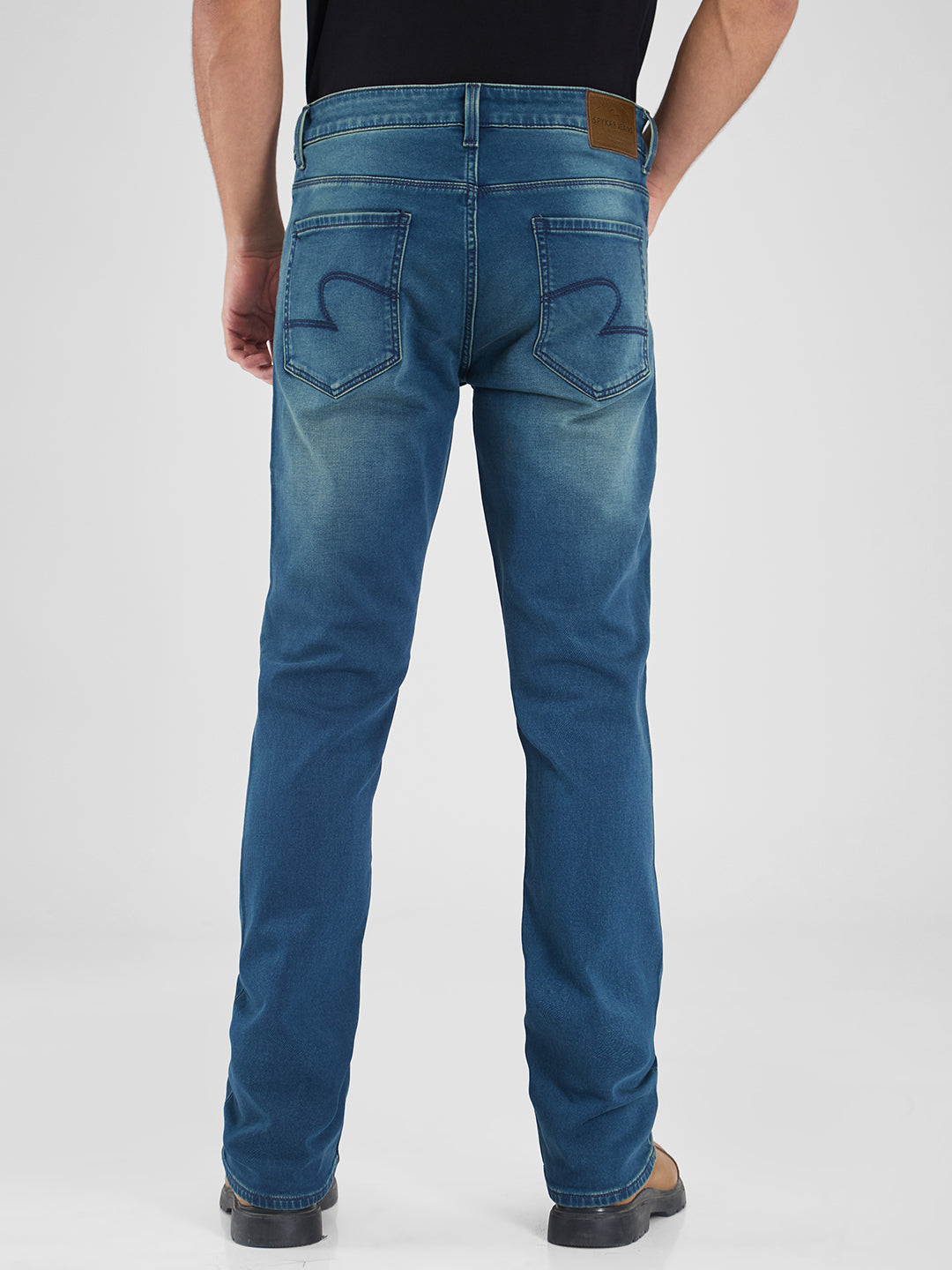 Spykar Blue Boot Cut Fit Mid Rise Jeans For Men