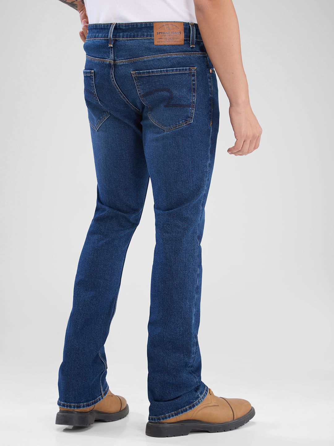 Spykar Dark Blue Boot-Leg Jeans For Men