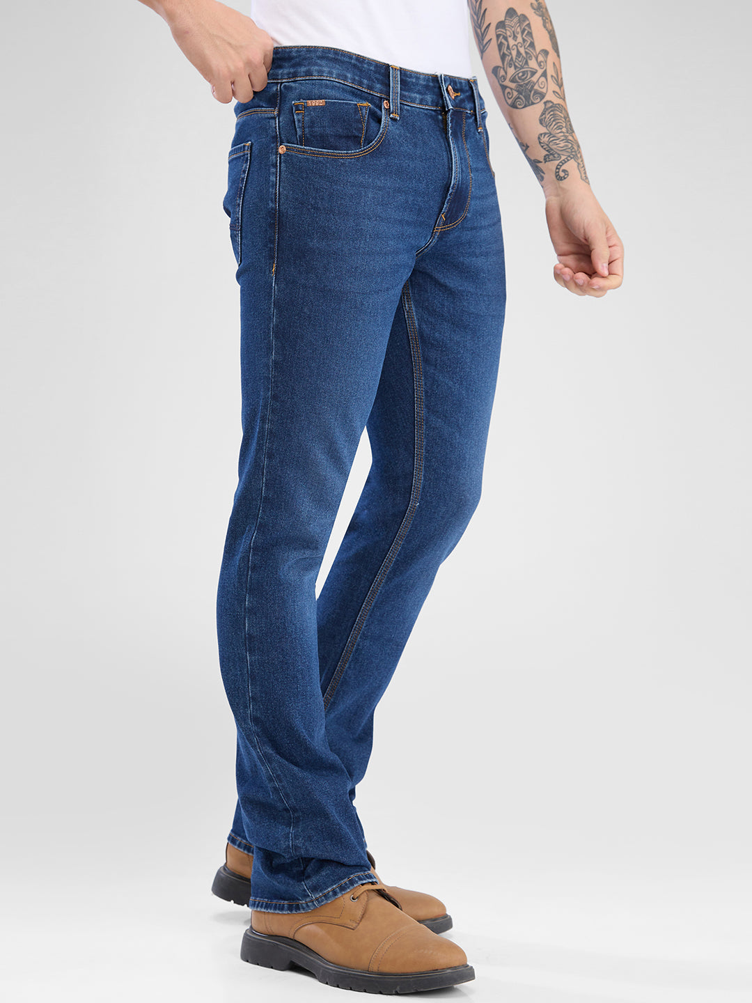 Spykar Dark Blue Boot-Leg Jeans For Men