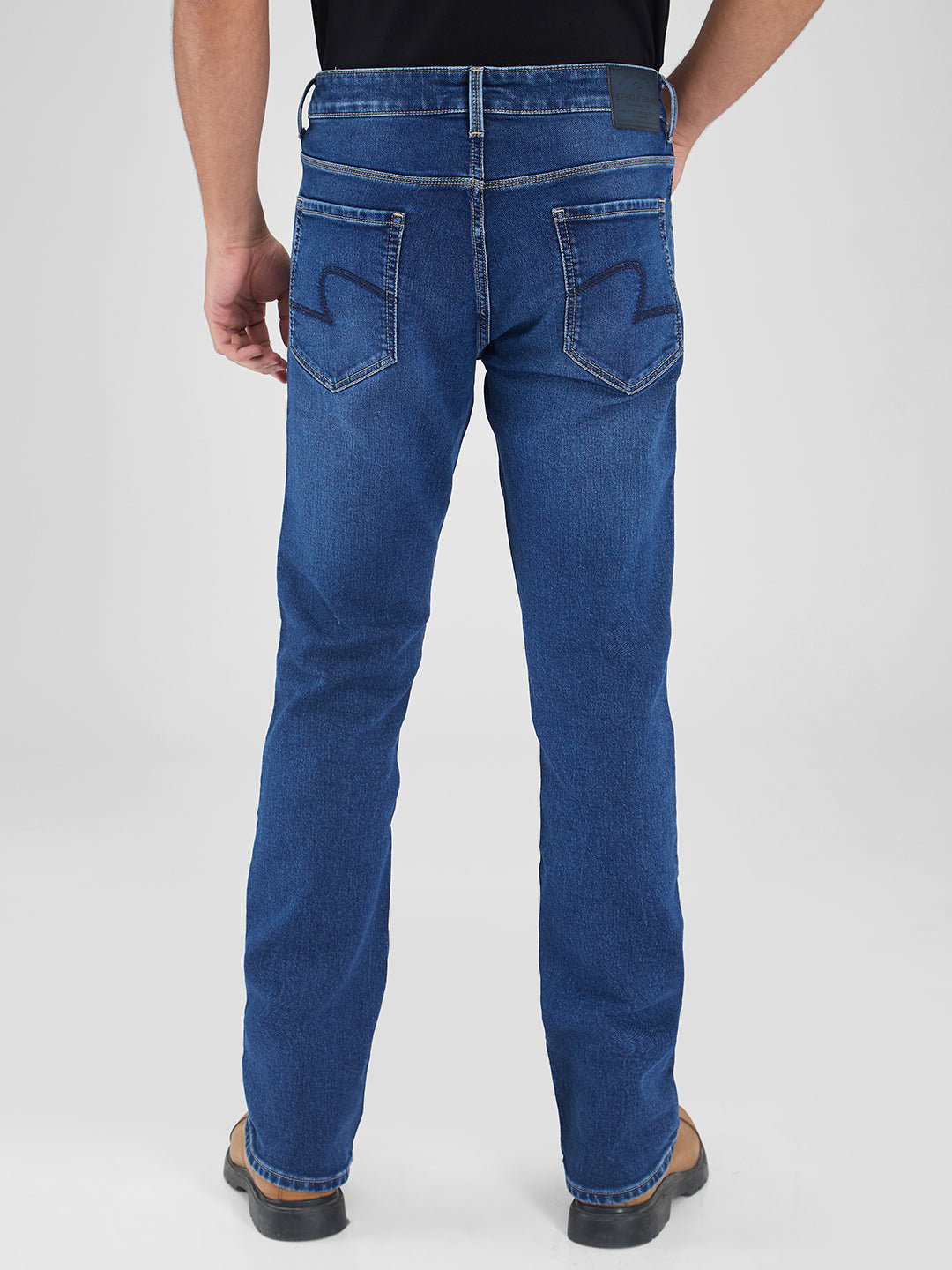 Spykar Blue Boot Cut Fit Mid Rise Jeans For Men