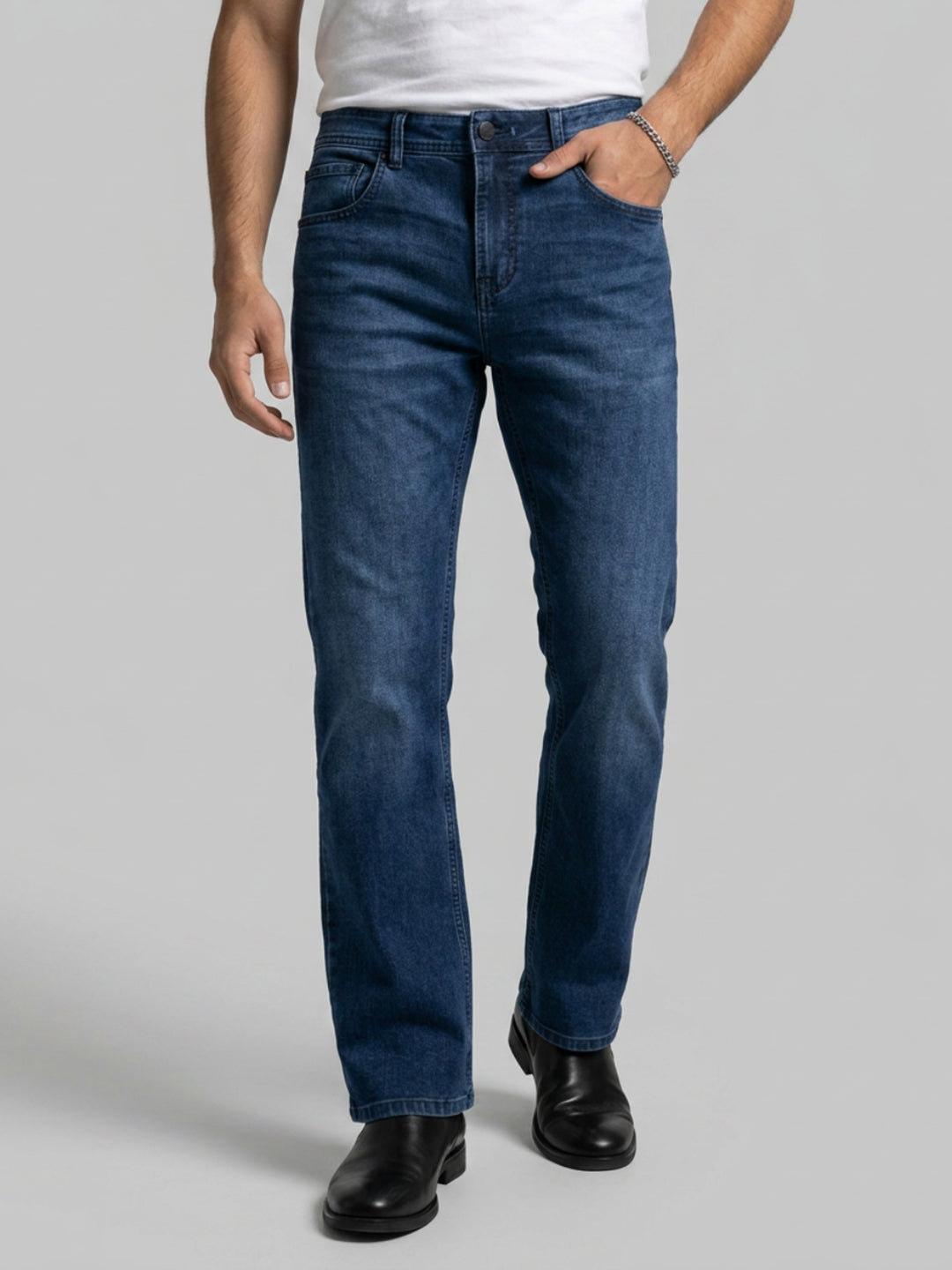 Men Rafter Jeans Boot Cut Fit Dark Blue Mid Rise