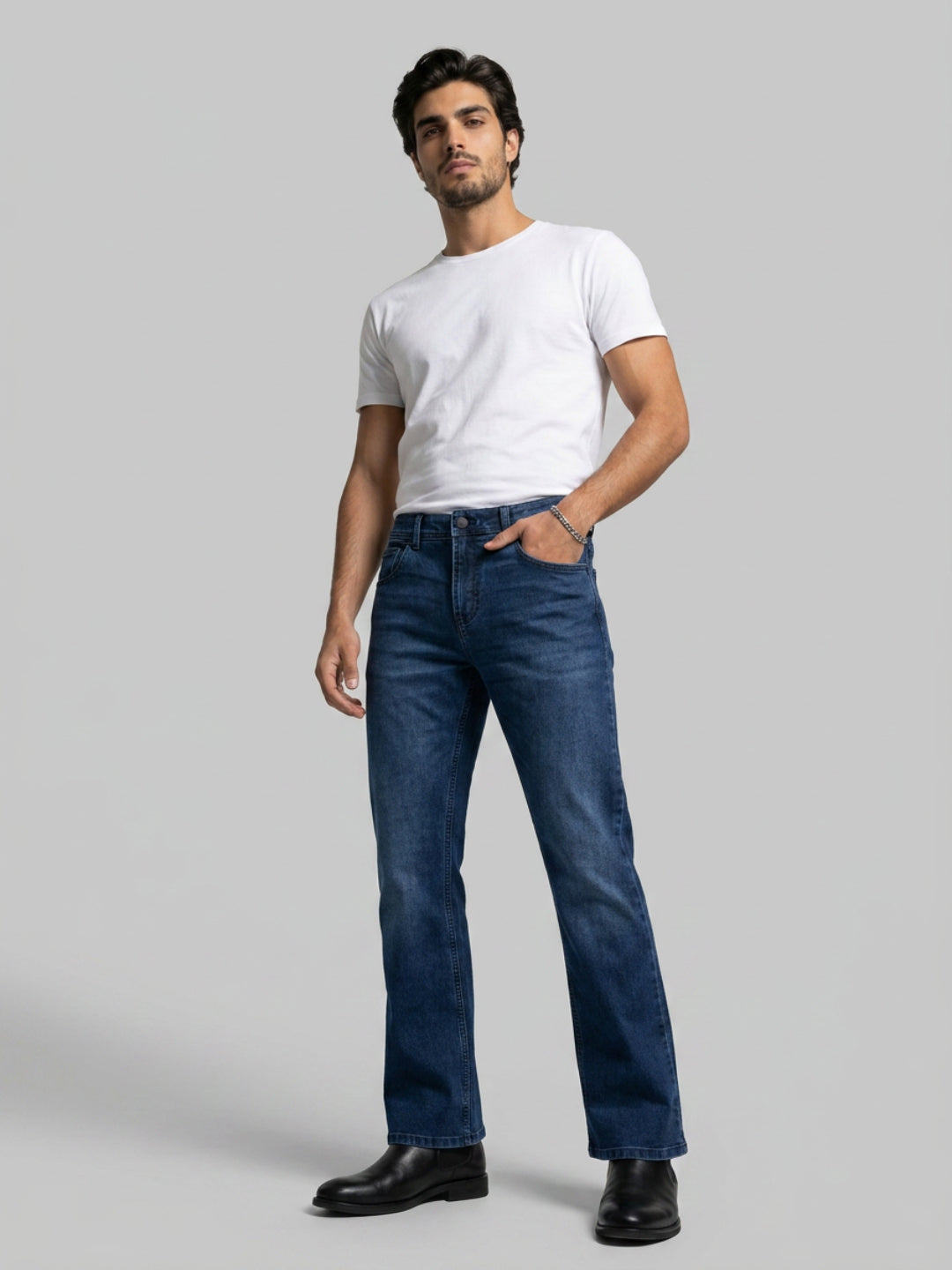 Men Rafter Jeans Boot Cut Fit Dark Blue Mid Rise
