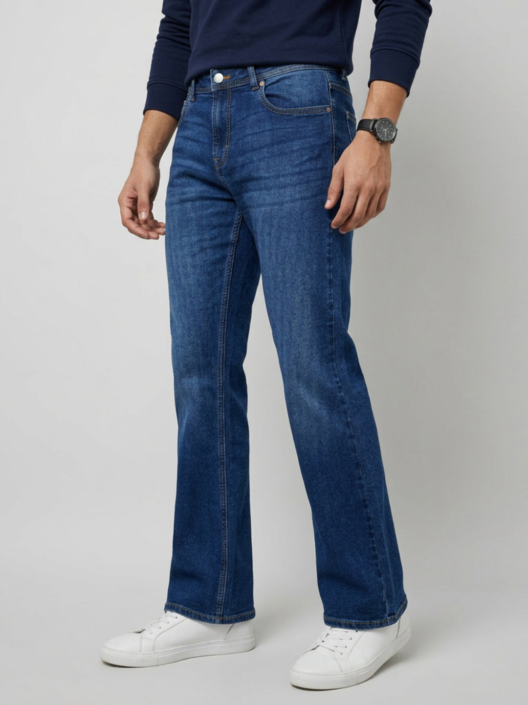 Men Rafter Jeans Boot Cut Fit Mid Blue Mid Rise