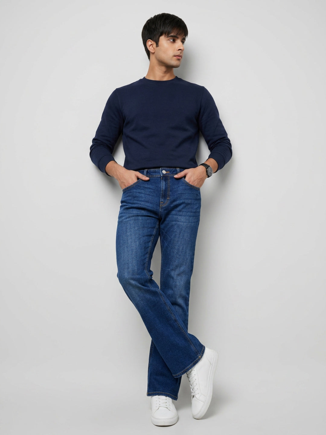 Men Rafter Jeans Boot Cut Fit Mid Blue Mid Rise