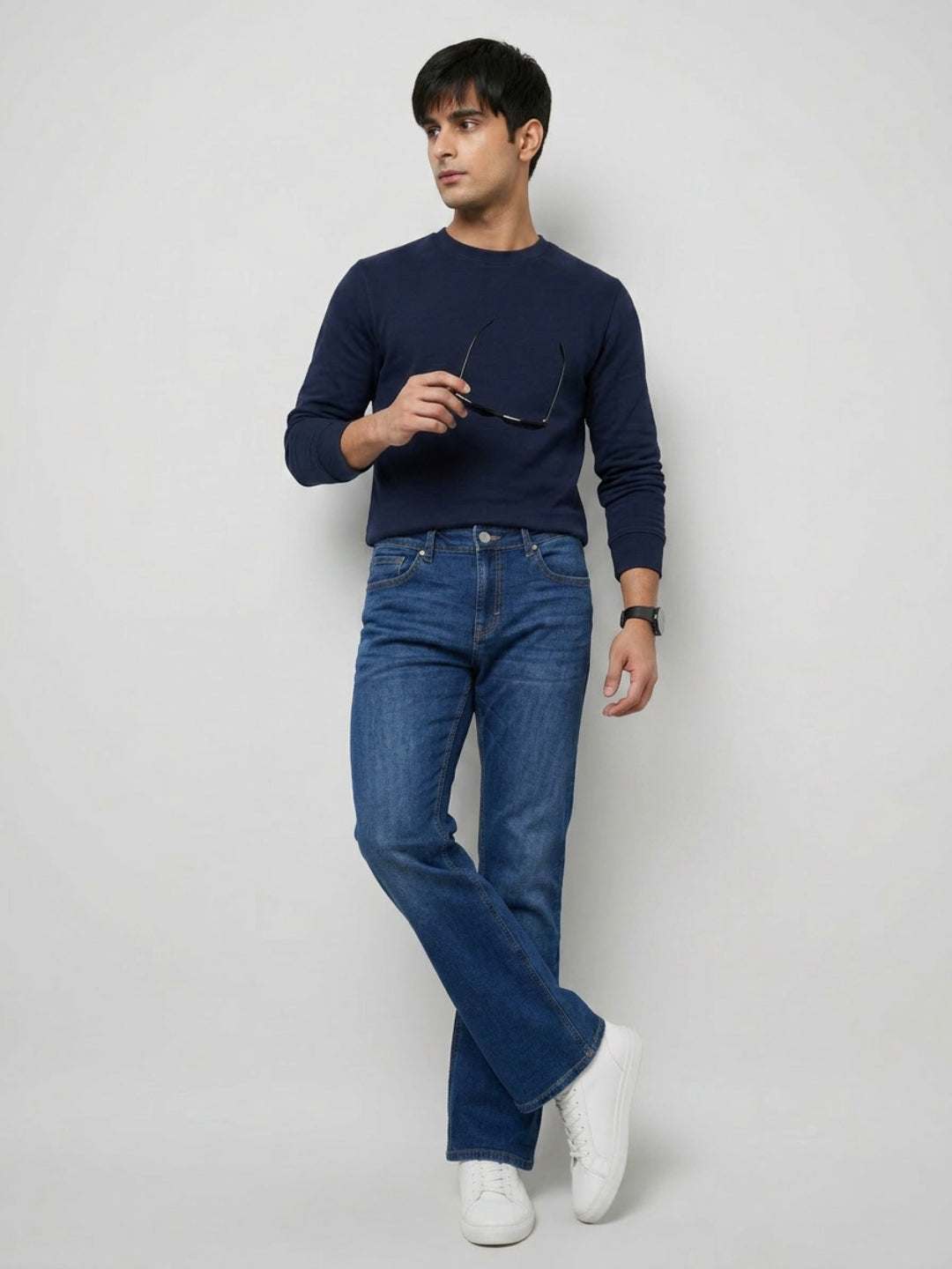 Men Rafter Jeans Boot Cut Fit Mid Blue Mid Rise