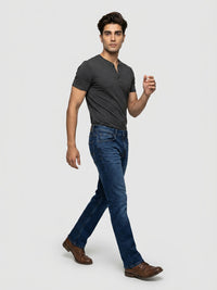 Men Rafter Jeans Boot Cut Fit Dark Blue Mid Rise