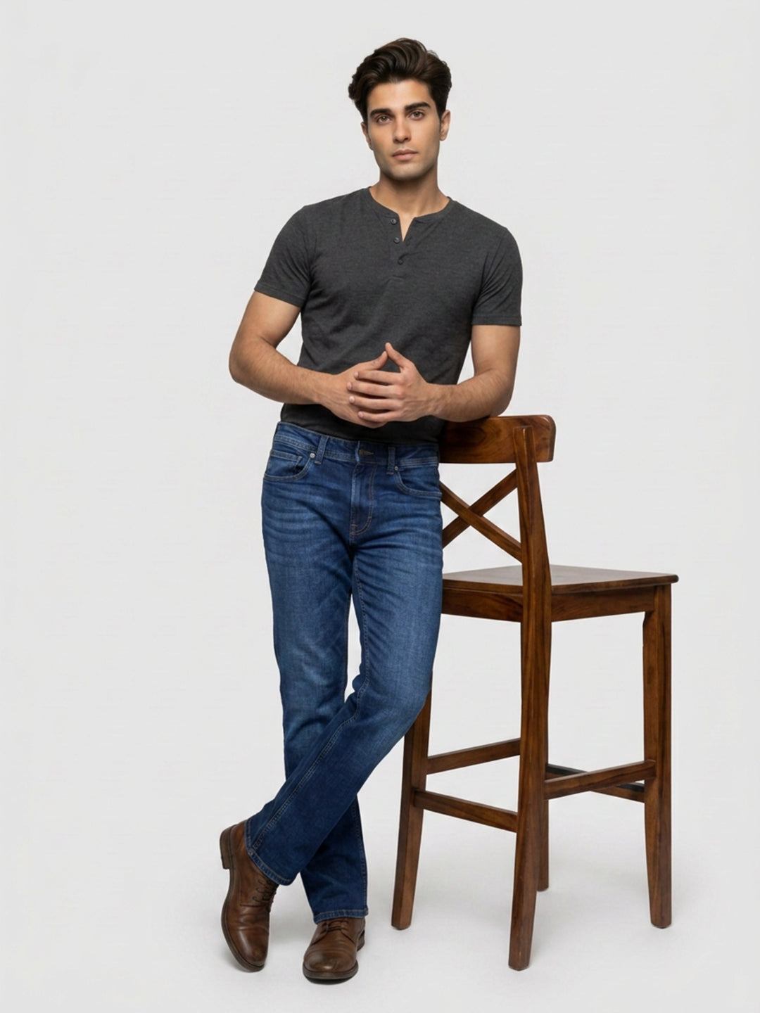 Men Rafter Jeans Boot Cut Fit Dark Blue Mid Rise