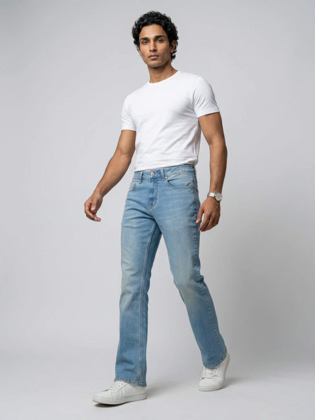 Men Rafter Jeans Boot Cut Fit Mid Blue Mid Rise