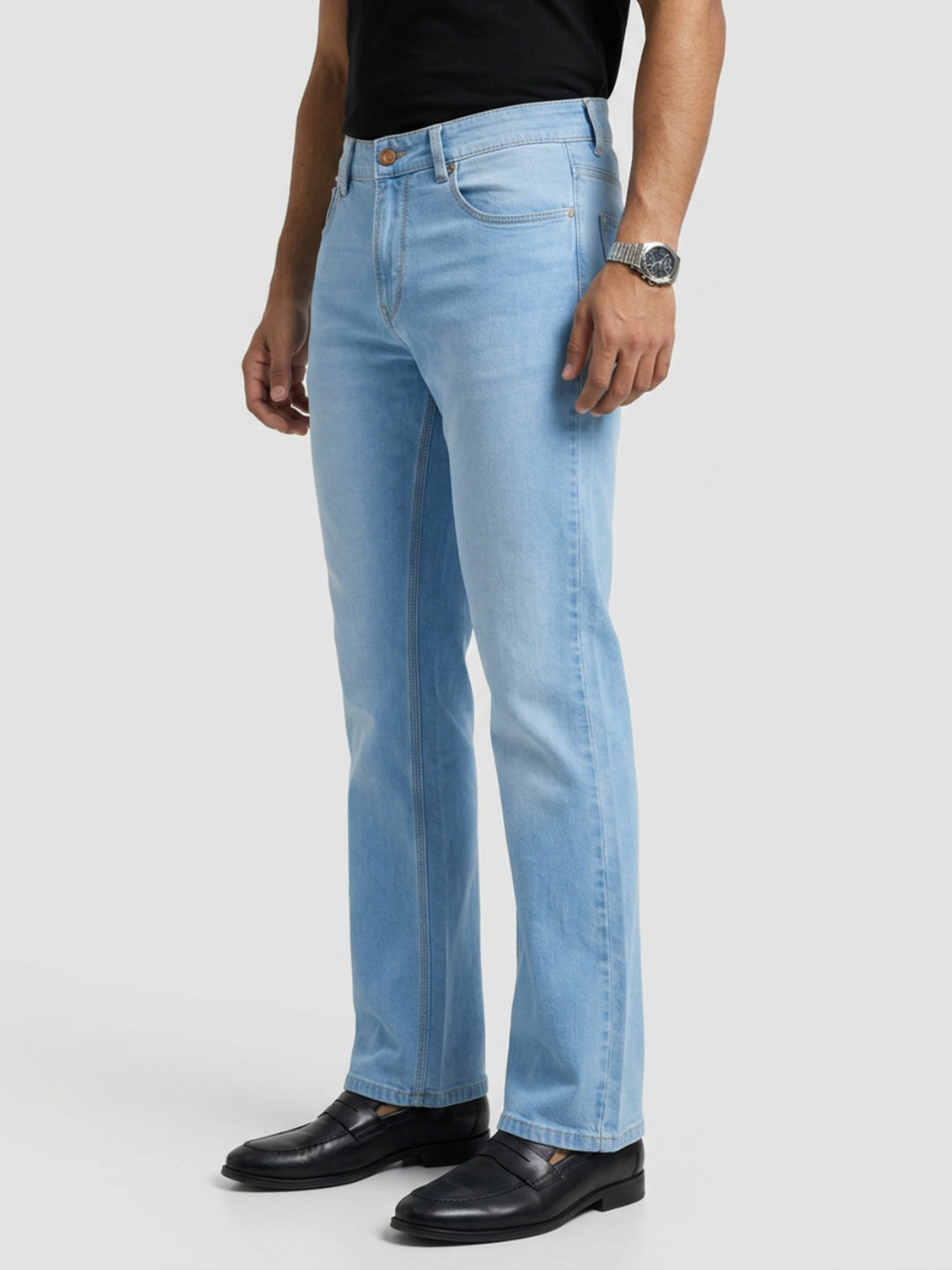 Men Rafter Jeans Boot Cut Fit Light Blue Mid Rise