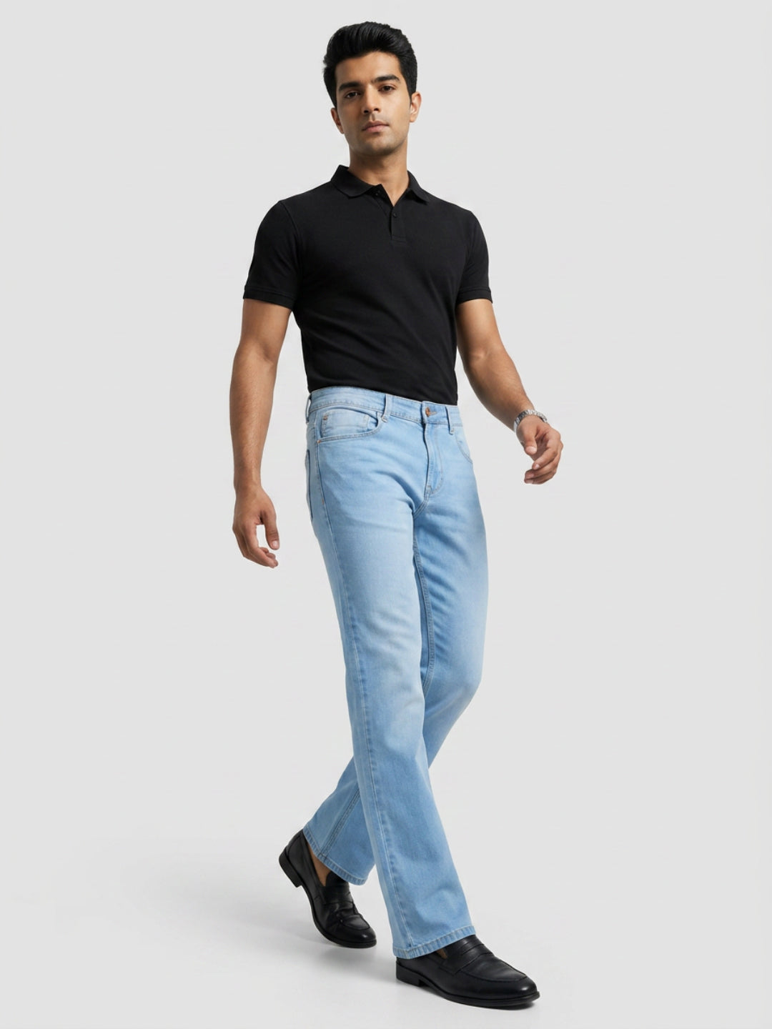 Men Rafter Jeans Boot Cut Fit Light Blue Mid Rise