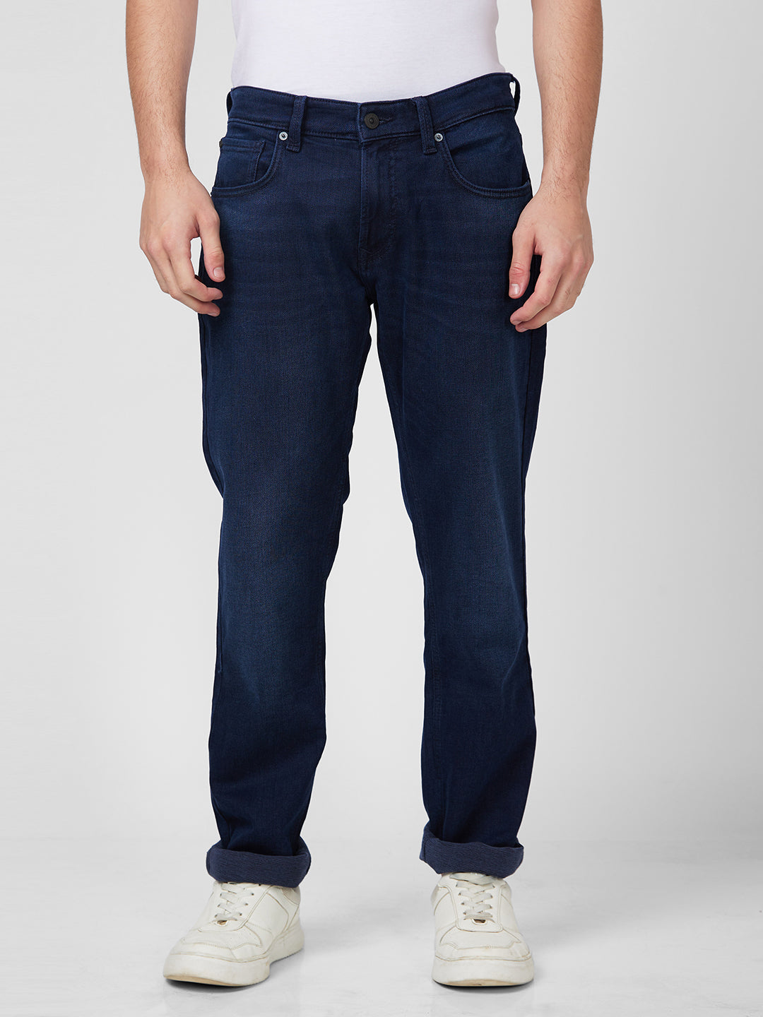 Spykar Men Dark Blue Comfort Fit Mid-Rise Jeans