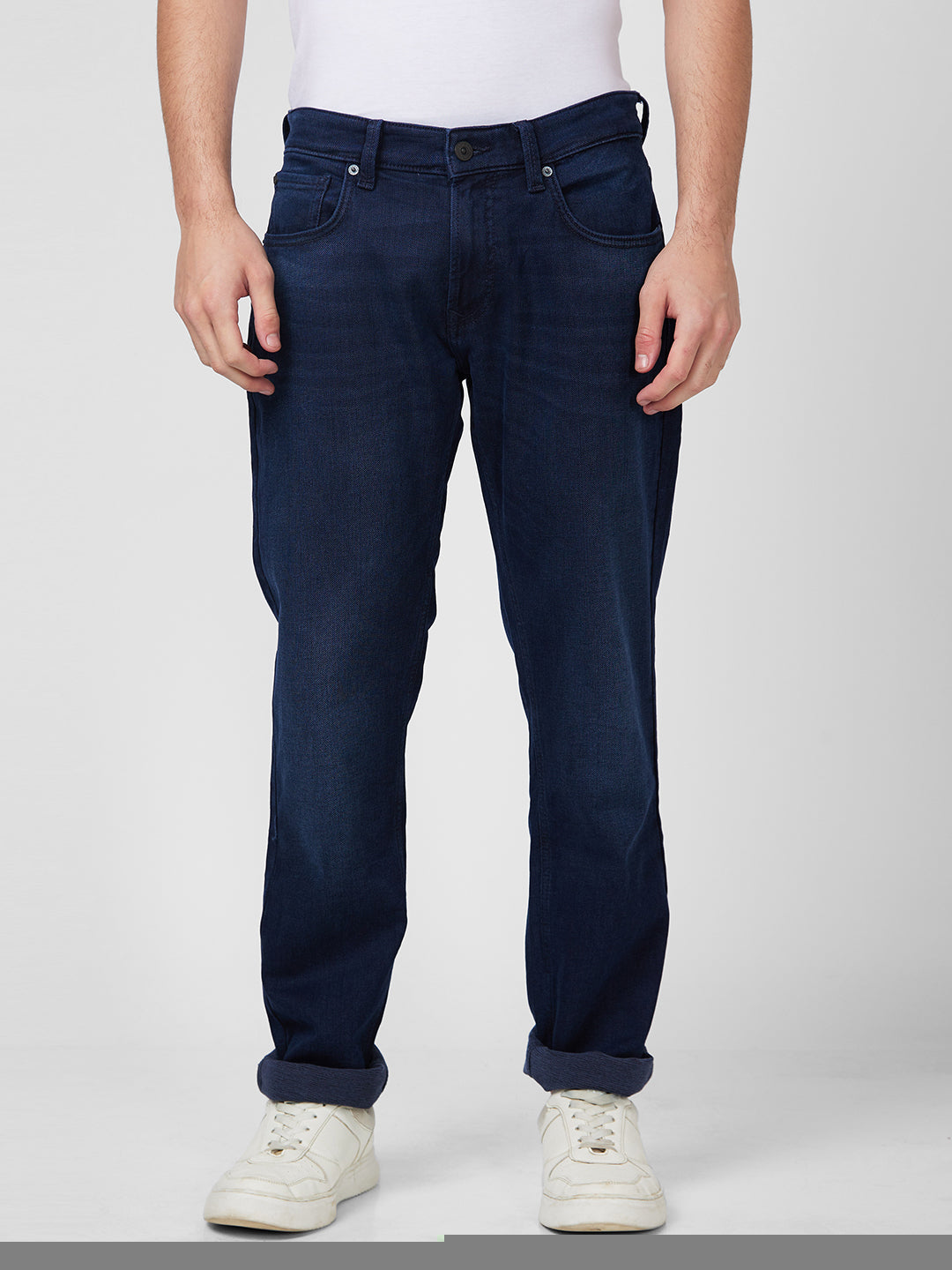 Spykar Dark Blue Comfort Fit Casual Jeans For Men