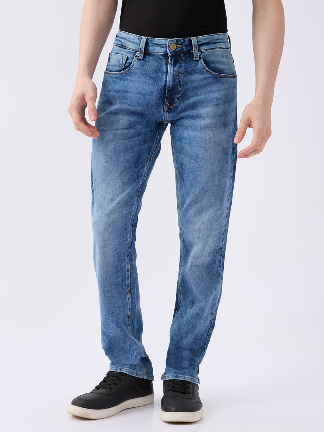 Spykar Mid Blue Mid Rise Comfort Fit Casual Jeans For Men