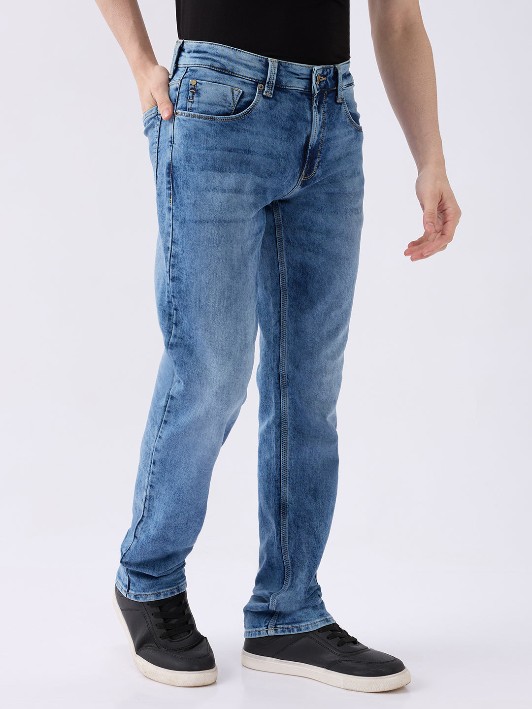 Spykar Mid Blue Mid Rise Comfort Fit Casual Jeans For Men