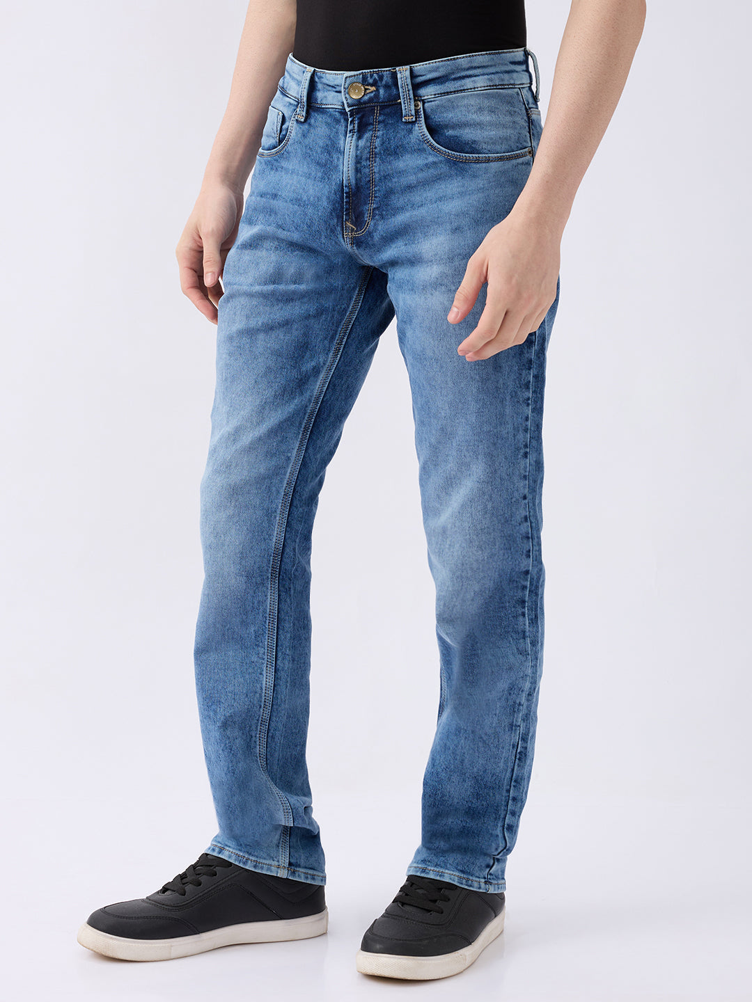 Spykar Mid Blue Mid Rise Comfort Fit Casual Jeans For Men