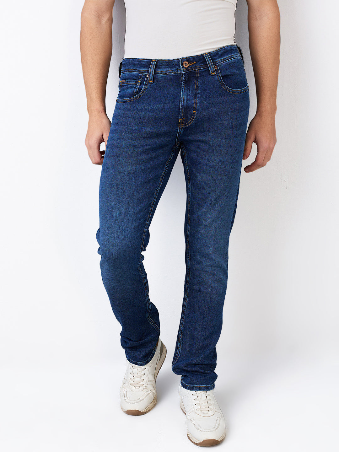 Spykar Comfort Fit Mid Rise Cotton Jeans For Men