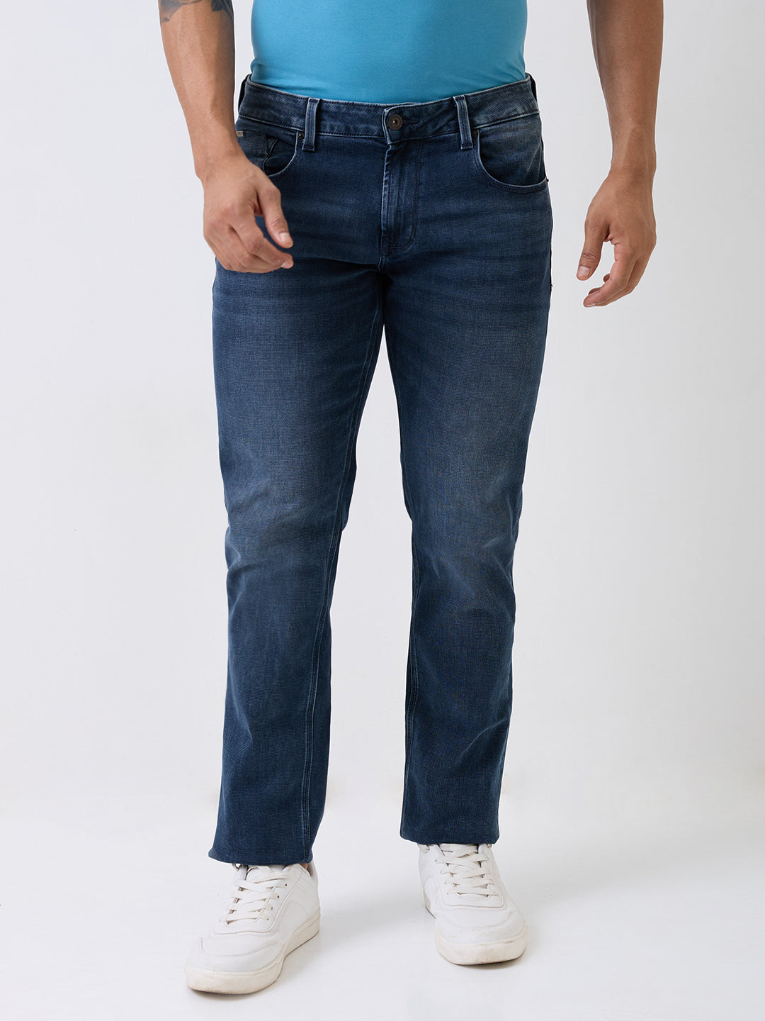 Spykar Blue Mid Rise Comfort Fit Casual Jeans For Men