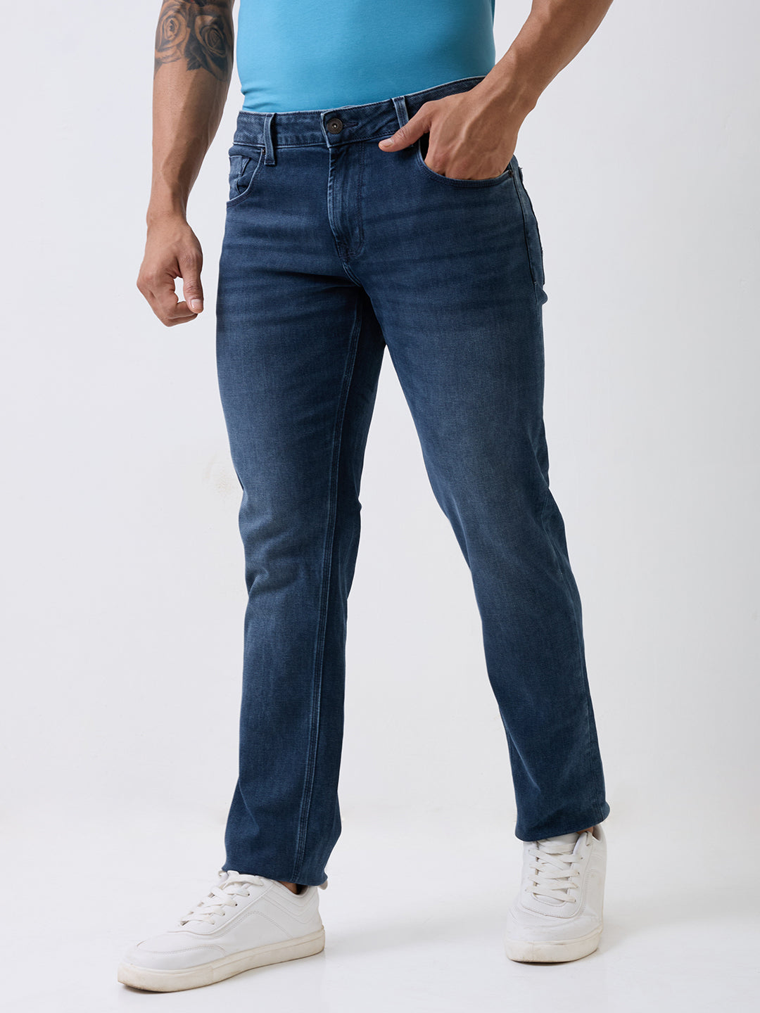 Spykar Blue Mid Rise Comfort Fit Casual Jeans For Men