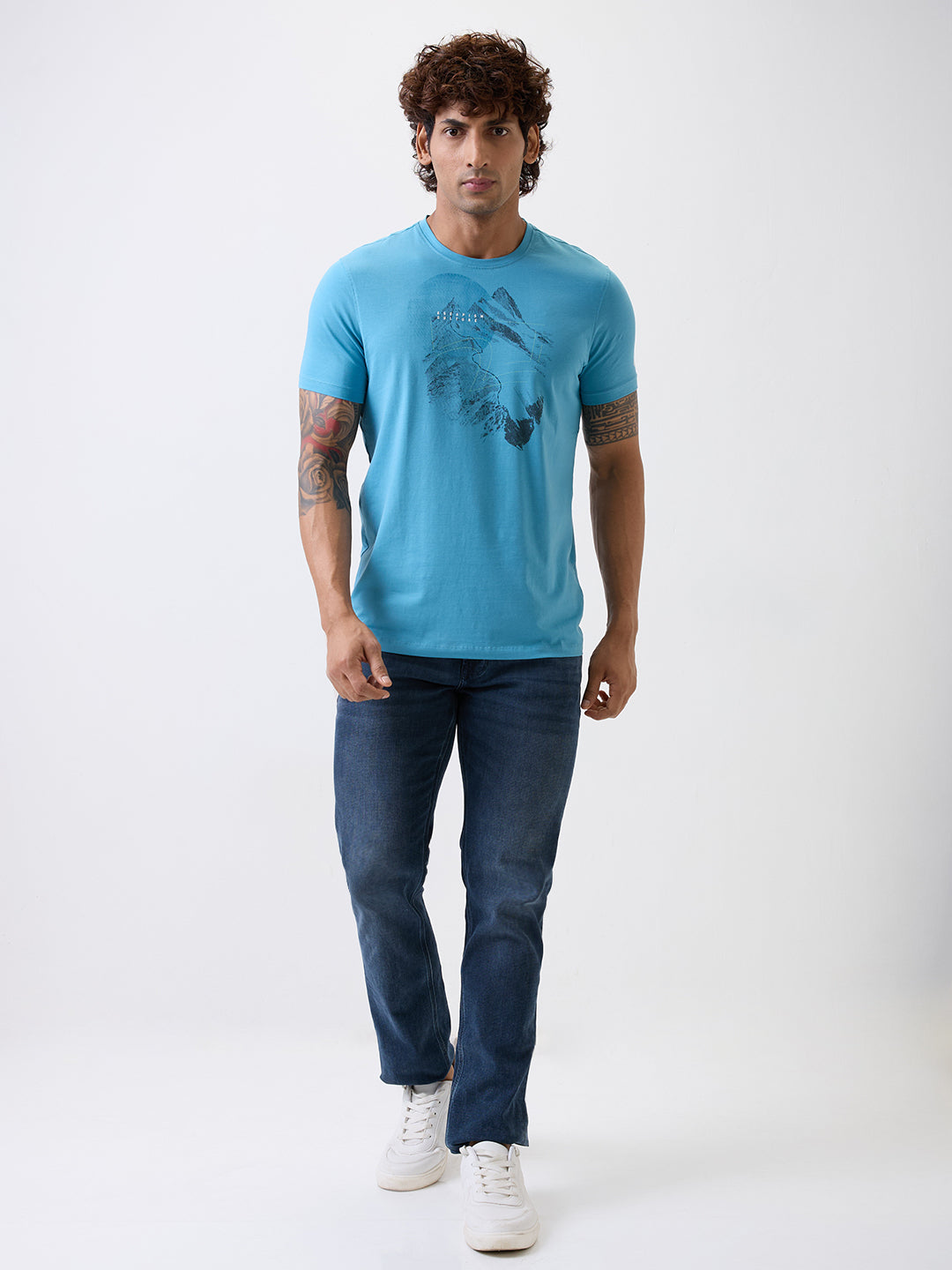 Spykar Blue Mid Rise Comfort Fit Casual Jeans For Men