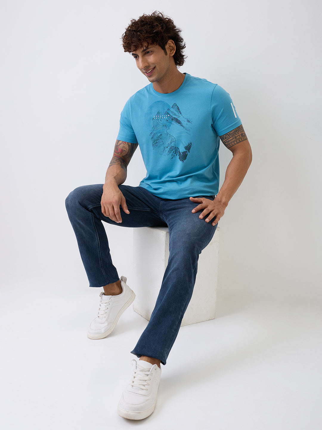 Spykar Blue Mid Rise Comfort Fit Casual Jeans For Men