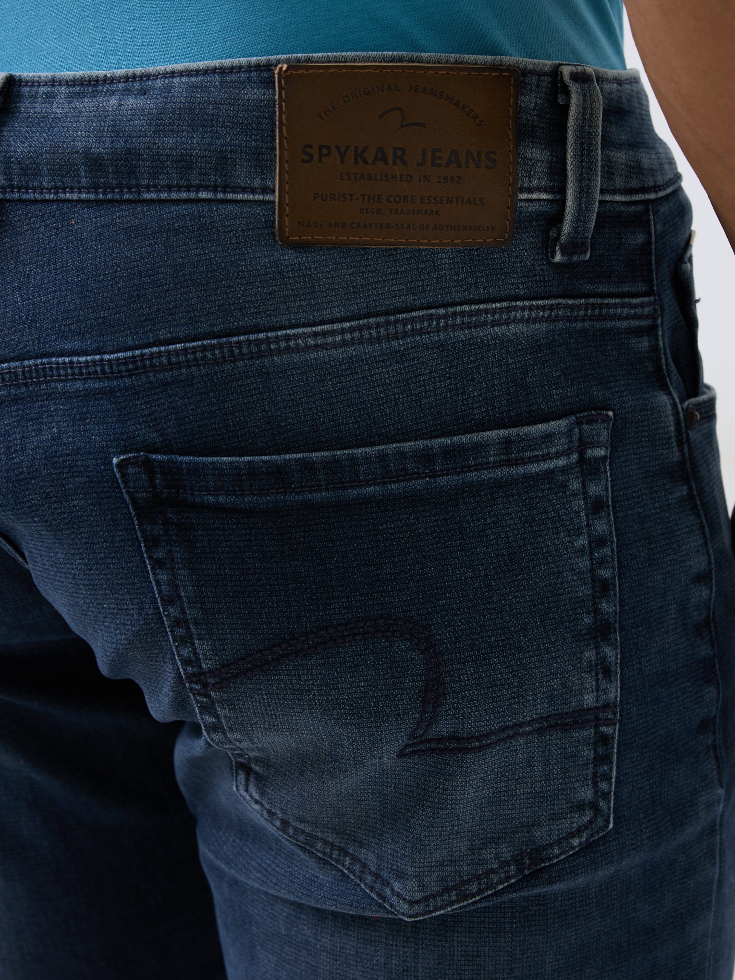Spykar Blue Mid Rise Comfort Fit Casual Jeans For Men