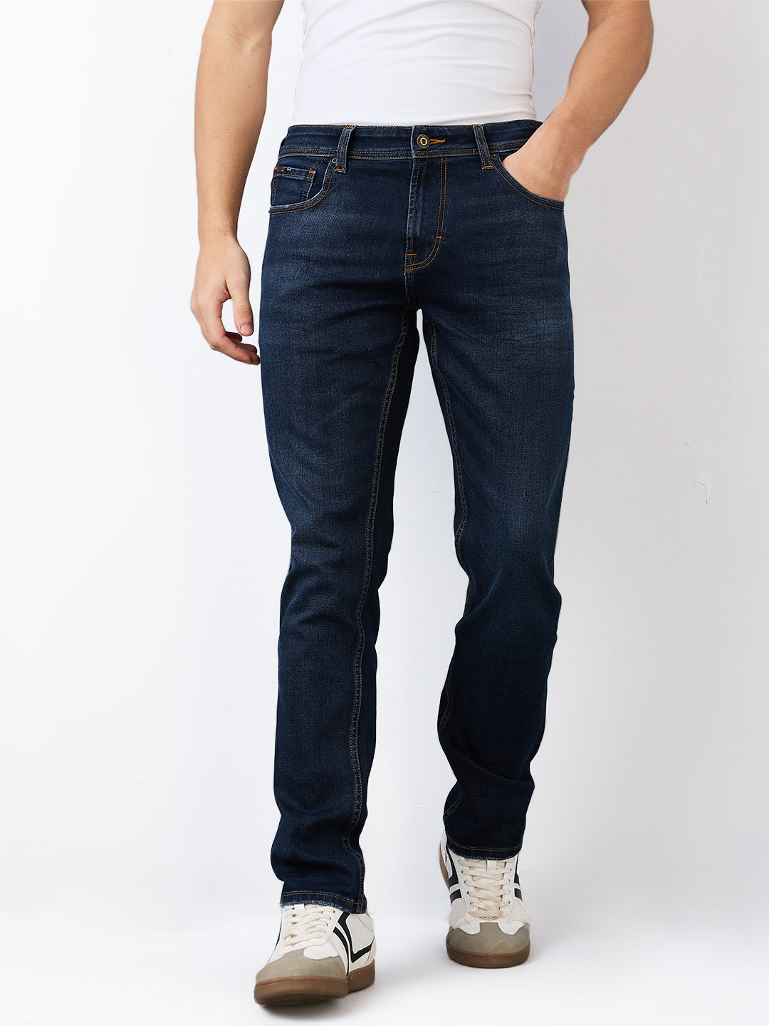 Spykar Comfort Fit Mid Rise Cotton Jeans For Men