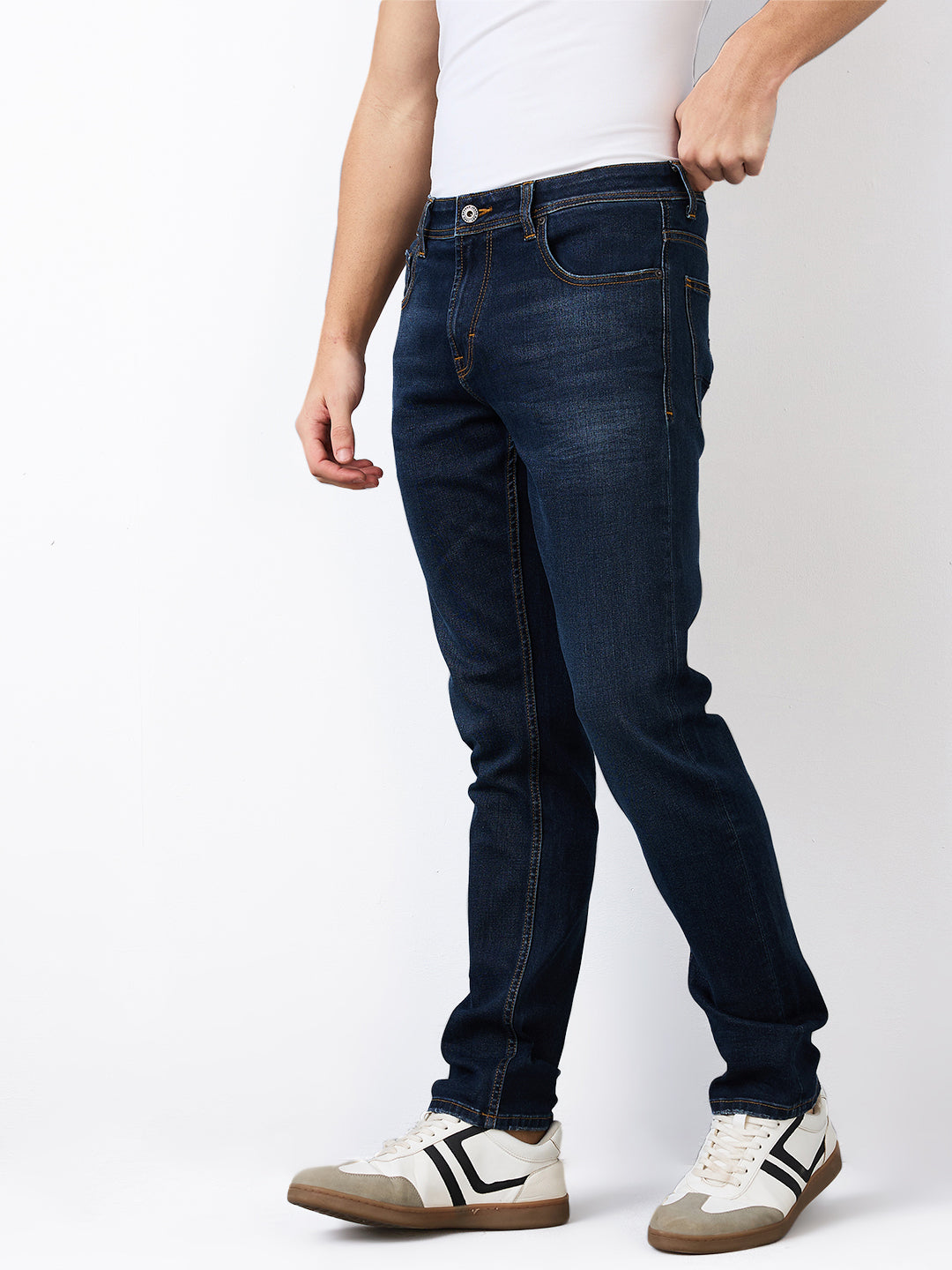 Spykar Comfort Fit Mid Rise Cotton Jeans For Men