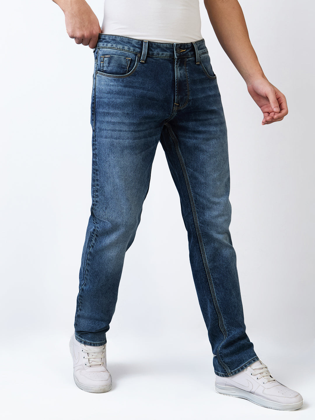 Spykar Comfort Fit Mid Rise Cotton Jeans For Men