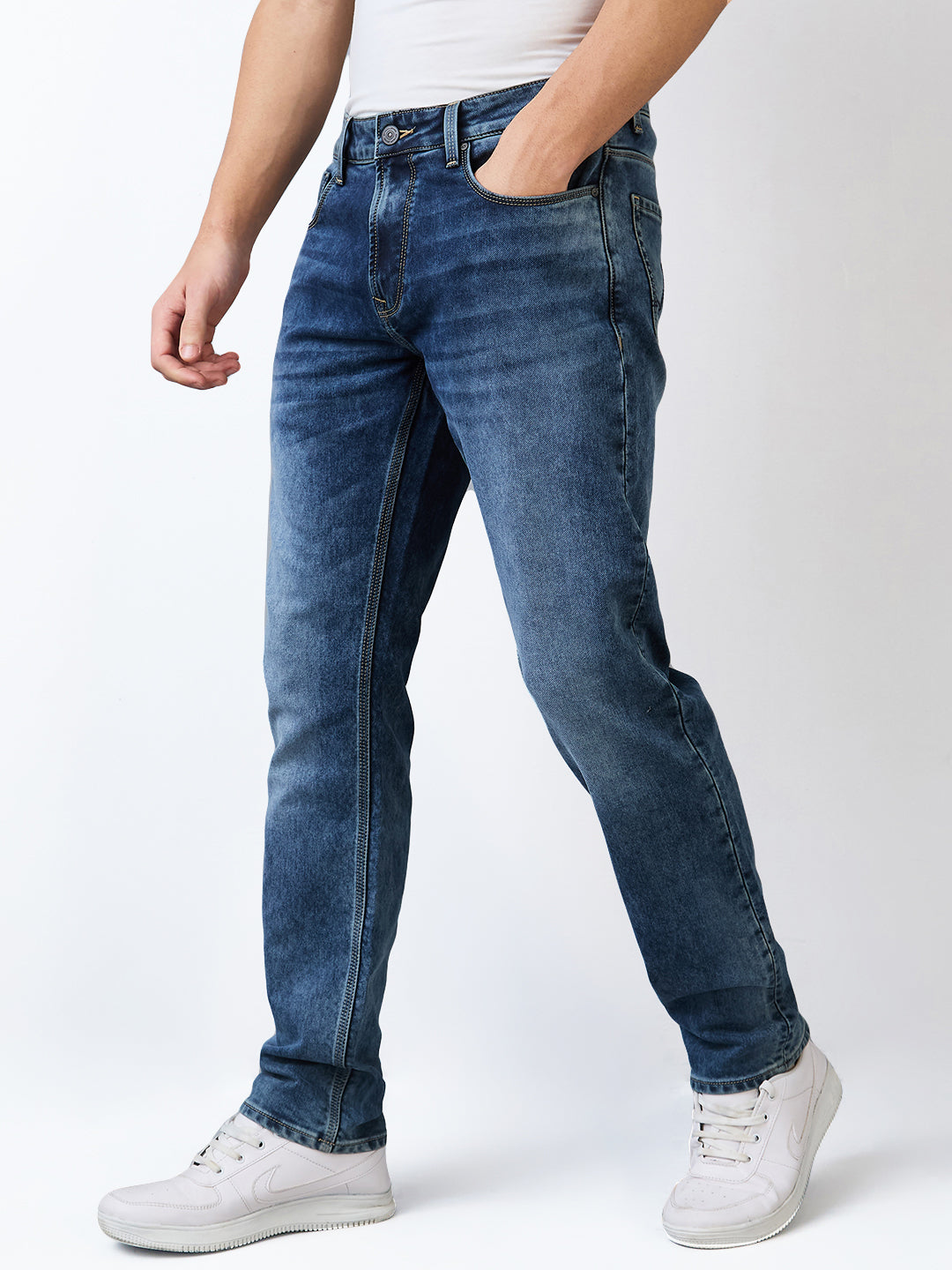 Spykar Comfort Fit Mid Rise Cotton Jeans For Men