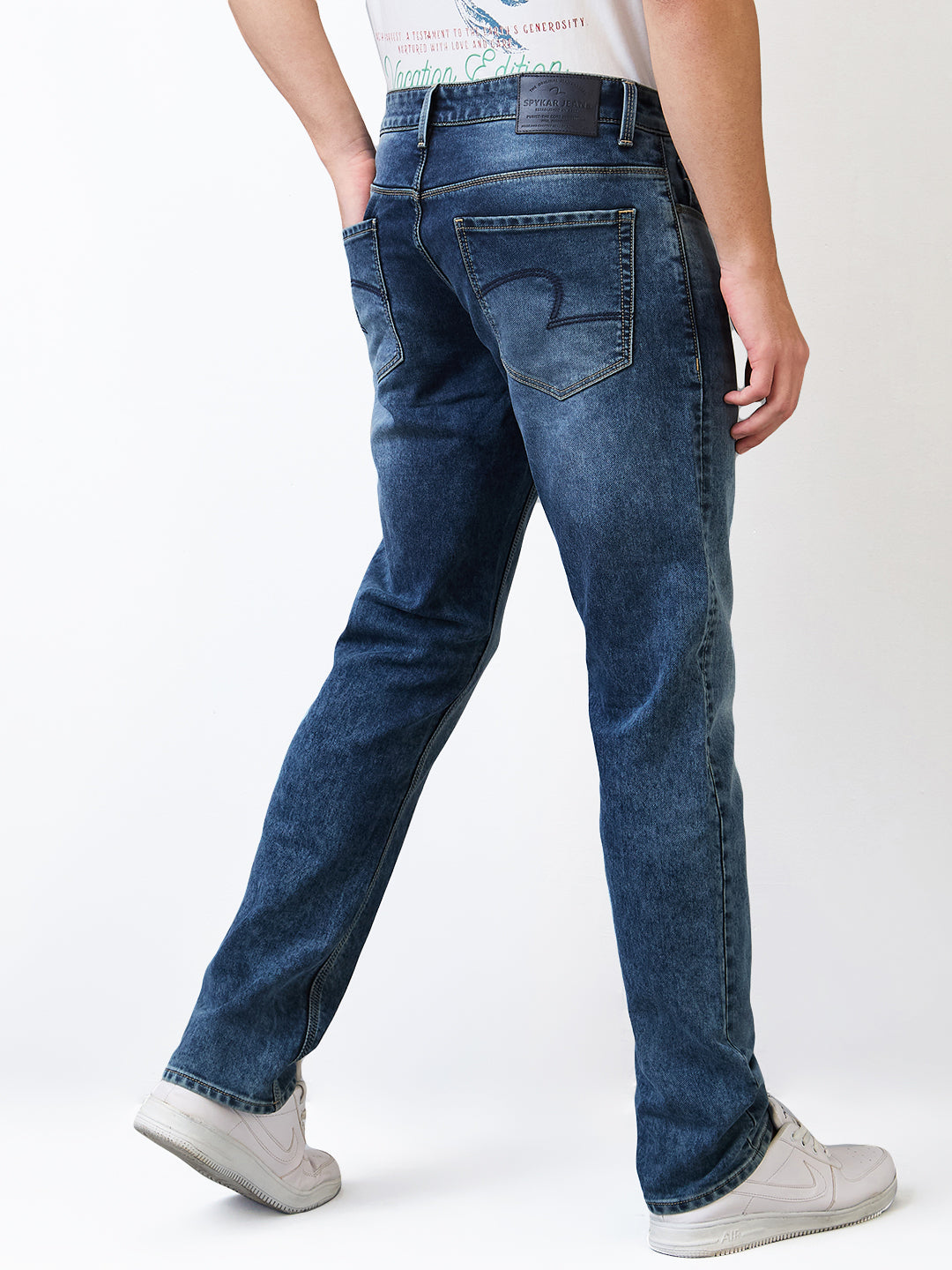 Spykar Comfort Fit Mid Rise Cotton Jeans For Men