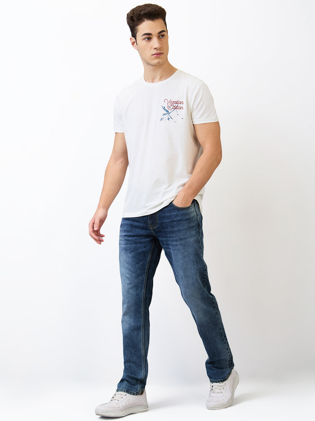 Spykar Comfort Fit Mid Rise Cotton Jeans For Men