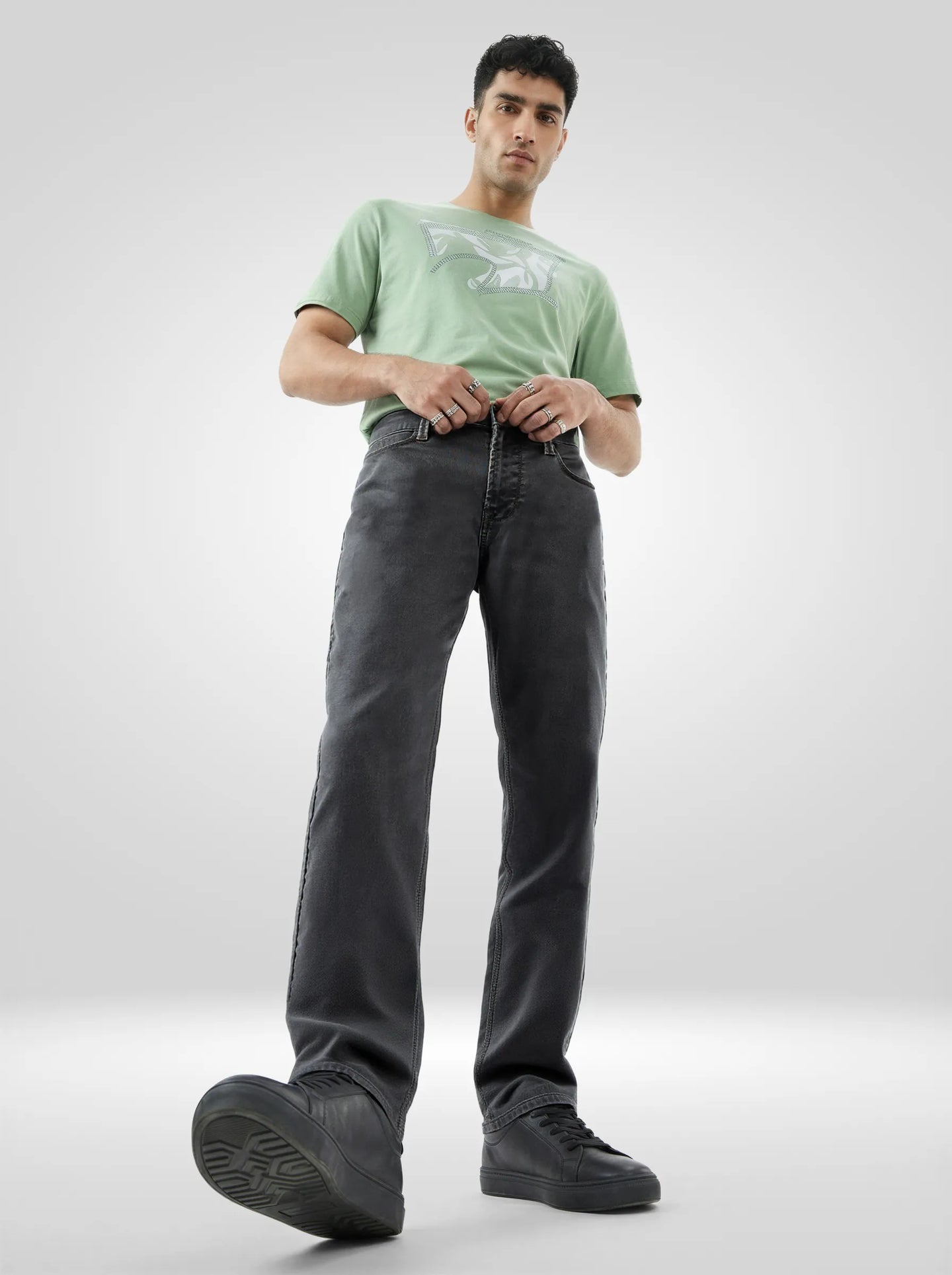 Men Ricardo Jeans Comfort Fit Green Mid Rise