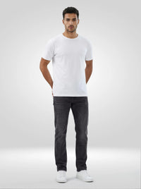 Men Jeans Comfort Fit Black Mid Rise