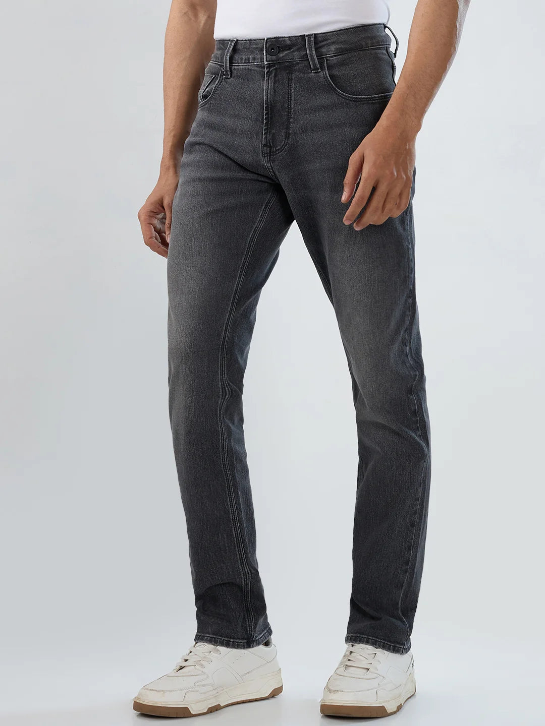 Men Jeans Comfort Fit Black Mid Rise