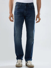 Men Jeans Comfort Fit Dark Blue Mid Rise