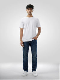 Men Jeans Comfort Fit Dark Blue Mid Rise