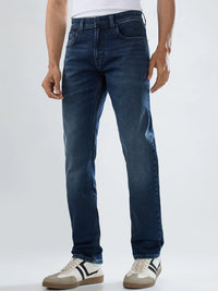 Men Jeans Comfort Fit Dark Blue Mid Rise