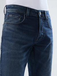 Men Jeans Comfort Fit Dark Blue Mid Rise