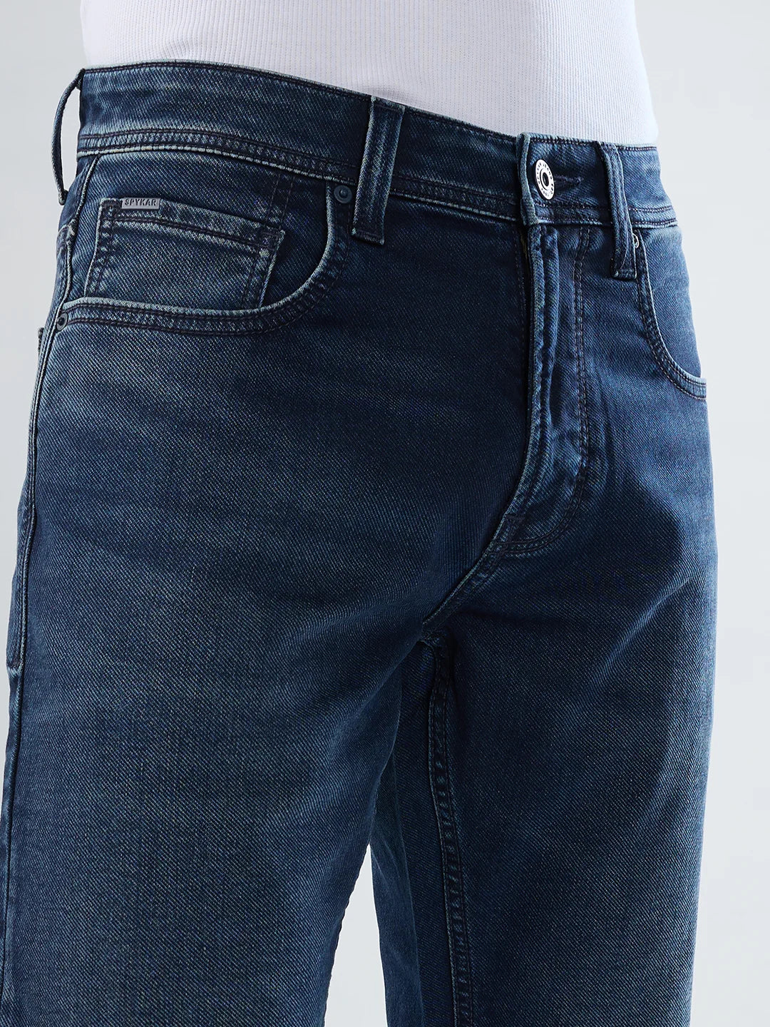 Men Jeans Comfort Fit Dark Blue Mid Rise