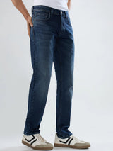 Men Jeans Comfort Fit Dark Blue Mid Rise