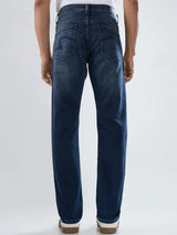 Men Jeans Comfort Fit Dark Blue Mid Rise
