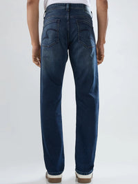 Men Jeans Comfort Fit Dark Blue Mid Rise